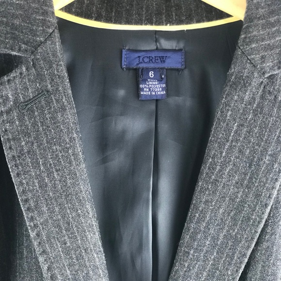 J. Crew Grey Pinstripe 100% Italian Wool Blazer - Picture 3 of 8